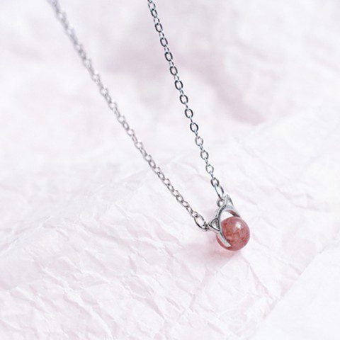 Dây Chuyền Thạch Anh Dâu Tây Bạc 925