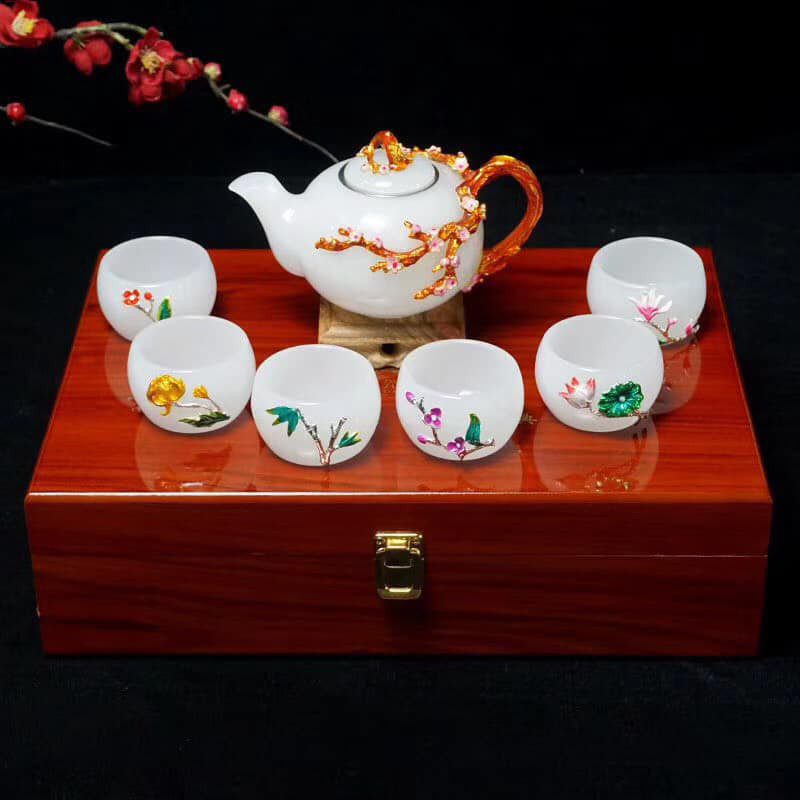 bộ ấm trà bạch ngọc hoa sen