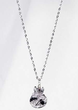 dây chuyền thạch anh tóc đen bạc 925