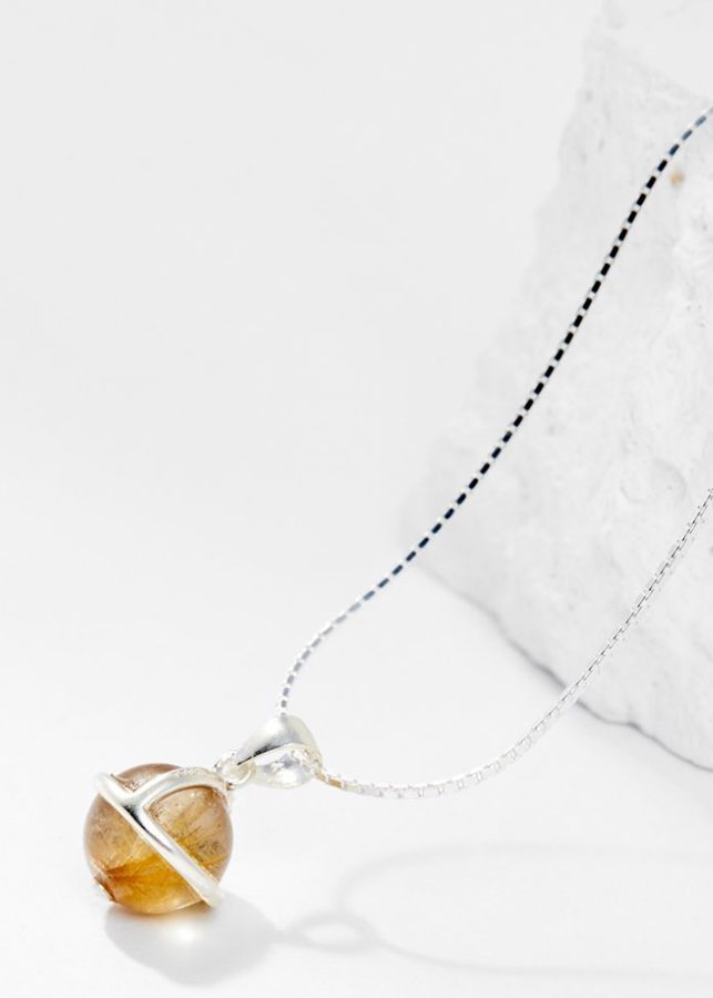 dây chuyền thạch anh tóc vàng bạc 925 dây chuyền thạch anh tóc vàng bạc 925