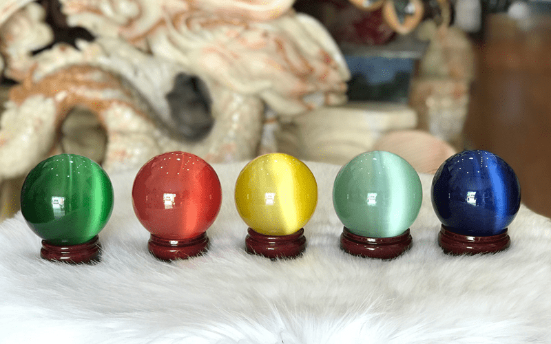 quả cầu phong thủy Quả Cầu Phong Thủy Đá Mắt Mèo